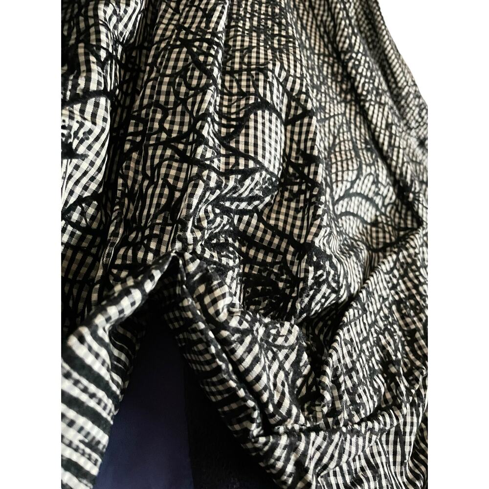 Upcycled Vintage 50s Black & White Checkered Flocked Full Skirt Funky Petticoat - Picture 4 of 6